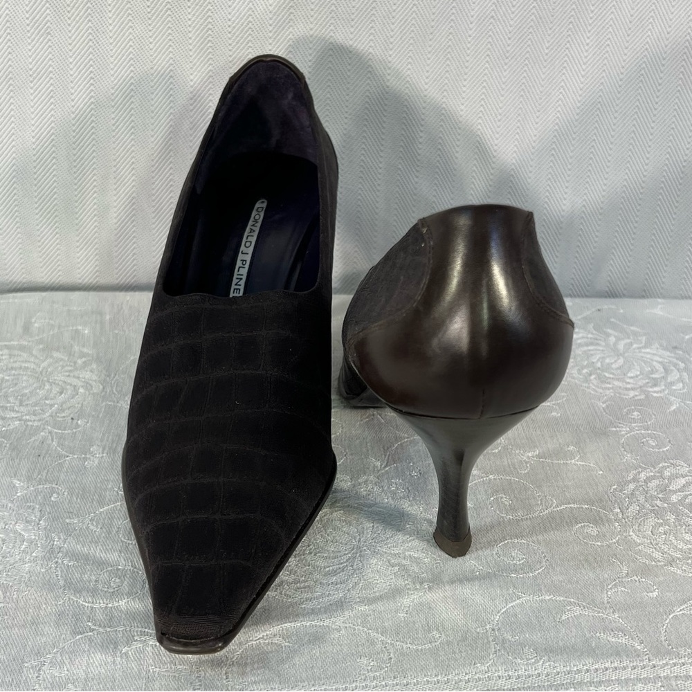 Donald J Pilner Riona Expresso Brown Textured Pump Shoe 9 Narrow